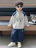 Q168 Conjunto de Primavera y Otoño para Niños Estilo Nuevo Ropa Deportiva Casual Infantil Conjunto de Dos Piezas Ropa Elegante para Bebés Niños