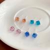 Pendientes Cuadrados de Vidrio de Colores para Mujer con Agujas de Plata, Diseño de Lujo Ligero de Nicho, Pendientes Huazi Geométricos de Personalidad Dopamina