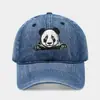 Gorra de Béisbol de Mezclilla Bordada de Panda Estilo Japonés para Mujer Gorra de Béisbol Casual Suave Coreana de Moda para Hombre Gorra Deportiva