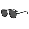 Gafas de sol polarizadas de moda cuadradas europeas y americanas 2026 para hombre, Gafas de sol retro con doble puente y montura de acero inoxidable para hombre