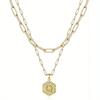 Venta caliente transfronteriza Amazon 18K oro color protección galvanoplastia doble capa letra collar femenino 26 inglés colgante al por mayor