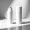 Atacado do Fabricante Branco 15/30/50ml Frasco de Loção a Vácuo com Tampa de Encaixe Material PP Tampa Translúcida Frasco de Loção