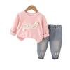 Bebê Bebê terno Outono e Inverno Mulheres Crianças Roupas Exteriores Roupas Infantis Internet Popular 1 Ano de Idade Primavera e Outono Menina Estilo Estrangeiro Duas Peças