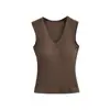Top Sexy Decote V Sem Mangas para Garotas, Camisa Base Modeladora Puro Desejo, Novo Estilo de Verão com Bojos, Colete Curto Estiloso