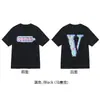 Nueva Camiseta Vlone Jerry Grande V Humo Reflectante Holgada de Manga Corta Flor de Cerezo Pareja Streetwear de Moda
