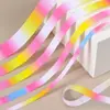Fabricante de cintas acanaladas de colores, accesorios florales para envolver regalos, cordones decorativos de tela con estampado de transferencia de calor degradado para manualidades
