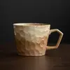 Taza de cerámica tosca vintage, estilo japonés, taza de leche cortada a mano, taza de arte en horno, taza de café de cerámica simple hecha a mano