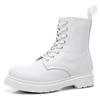 Patrón de lichi 1460 Botas Martin para mujer primera capa piel de vaca suave Botines de pareja piel de vaca suave blanca pura Botas de motocicleta punta redonda moda
