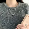 Collar Pequeño y Exquisito de Corazón para Mujer, Cadena de Suéter Exquisita Ajustable con Tirador Geométrico Estilo Ins Diseño de Nicho