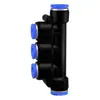 Conector Neumático Rápido Zhuoji Enchufe Rápido para Manguera de Aire Conector de Plástico Roscado de Cinco Vías Tricolor Pk4/6/8/10/12Mm