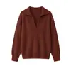 26 Novidade Outono/Inverno Suéter de Lã Escovada Lã Cashmere Seda Engrossado Gola POLO Estilo Old Money Suéter de Lã