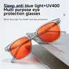 Gafas para Dormir Nocturnas, Montura de Gafas con Lentes Retro de Moda Bloqueadoras de Luz Azul, Gafas con Lente Naranja para Dropshipping