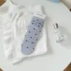 Meias Femininas para Primavera e Verão, Estilo Sal Marinho Azul, Design com Renda e Babados, Punho Solto, Comprimento na Panturrilha, Meias de Algodão Estilo Minimalista Coreano