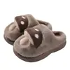 Zapatillas de Algodón de Hongo Lindas para Mujer Invierno Hogar Cálidas Engrosadas Felpa Interior Antideslizantes Suela Gruesa Caricatura Medio Abiertas Zapatos de Algodón