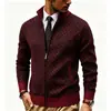 Suéter de tricô espesso com forro de fleece masculino, jaqueta cardigã casual da moda outono e inverno europeia e americana para homens