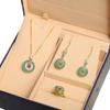 Conjunto de tres piezas con incrustaciones de oro y jade natural de Xinjiang, colgante de jade Dongling, pendientes, conjunto de jade esmaltado con método antiguo