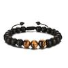 Promoção Quente da Amazon Pulseira de Obsidiana Fosca Moda Futebol Masculina Pulseira de Contas Olho de Tigre Pedra Vulcânica