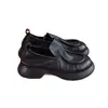 Zapatos de Cuero Suave de Suela Blanda de Boca Profunda Estilo Retro para Mujer 2025 Nuevos Zapatos de Mujer Otoño Mocasines Slip-On Zapatos Negros de Cuero Suave