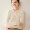 Moda Otoño/Invierno Nueva Casual Suave Cachemir Tejido Capa Base Superior para Mujer, Manga Larga, Cálido, Corte Delgado, Cuello Polo