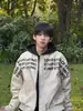 Chaqueta de Béisbol de Algodón con Letras Color Caqui para Hombre, Chaqueta Bomber de Cuero PU de Alta Gama Estilo Hip-Hop Americano de Invierno, Moderna