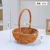 Cesta de Flores Tejida a Mano de Mimbre Sintético, Cesta de Almacenamiento para Jardín, Camping, Picnic, Cesta de Frutas, Cesta de Huevos, Cesta para Arreglos Florales de Floristería