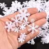 Mini copos de nieve blancos para decoración navideña, accesorios de pasta, material para manualidades, 1-3 cm, 100 unidades/bolsa