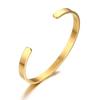 Pulsera Grabable de Acero Inoxidable de 6 mm Pulsera de Acero de Titanio Pulsera Abierta Oro Pulsera Simple en Forma de C para Damas B-212