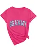 Amazon Ebay Sitio Independiente Moda Casual Elegante para Mujer Azul Grammy Floral Cuello V Manga Corta Camiseta para Exportación