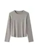 Camiseta Básica de Lana Lyocell para Mujer 2026 Otoño/Invierno Nueva Moda Adelgazante de Manga Larga con Diseño Tridimensional