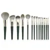Set de 14 Brochas de Maquillaje Nube Verde Súper Suave con Cerdas Ultra Suaves, Set Completo para Principiantes, Incluye Brocha para Polvos y Herramientas de Belleza para Sombras de Ojos