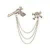 Xz0420 Moda Europea y Americana Elegante Broche de Calavera Traje para Hombre Borla Corsage Diamante Insignia de Traje