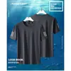 Camiseta de Malla Hielo Seda Hombre Cuello Redondo Secado Rápido Manga Corta Delgada Transpirable Media Manga Talla Grande Superior Hombre Deportivo Holgado Moderno