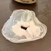 Scrunchie de Rede Azul Gelo Lago Nebuloso com Pérolas para Mulheres, Prendedor de Cabelo Suave de Alta Qualidade, Acessório de Cabelo Extra Grande