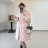 Abrigo largo de plumón de alta gama con cinturón para mujer, Moda de Invierno 2026, Diseño con capucha, Chaqueta engrosada de plumón de pato blanco hasta la rodilla
