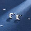 Aretes de Luna Mini de Plata Esterlina s925 Estilo Coreano Fangxing para Mujer, Nuevos 2023, Aretes de Diseño Simple y Nicho a la Moda para Mujer