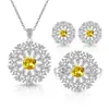 Bestseller transfronterizo de transmisión en vivo europea y americana: Pendientes, anillos, collares y conjuntos de joyería de piedras preciosas de colores con incrustaciones de circonita y diamantes completos