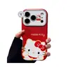 Gato de la Fortuna Rojo Año Nuevo Kt Cat Funda para Apple 17 Pro Max iPhone 16 Dibujos Animados 15 Cuero 14 Modelo Nuevo
