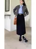 Falda Retro de Pana Estilo Maillard para Mujer en Otoño e Invierno Aspecto Adelgazante Falda Recta que Cubre la Cadera con Abertura Trasera y Falda de una Pieza que Cubre la Cadera