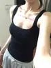 2026 Verano Negro Ajustado Estilo Americano Chica Picante Top sin Mangas de Cuello Cuadrado con Clavícula Expuesta, Camisola Simple y Versátil