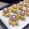Anillo de perlas naturales de agua dulce Edison de 11 mm, color rosa y morado, con cuentas redondas grandes, joyería colorida para mujer, inyección de oro de 18 quilates.