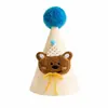 Gorro de Cumpleaños de Peluche de Dibujos Animados para Niños Decoración de Fiesta Adorable Gorro con Pompón en Forma de Animal Accesorios para Fotos de Primer Cumpleaños
