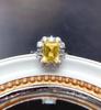 Transmisión en Vivo Bienestar Anillo de Mujer Diamante Amarillo Corte Esmeralda Rectangular Color Topacio Imitación Anillo Tesoro de Apertura