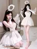 Disfraz de Halloween para Adultos Vestido con Alas de Ángel Blancas y Negras Sexy Bruja Demonio Cosplay Atuendo de Performance
