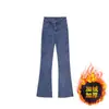 Jeans Flare Preto Plus Size para Mulheres Nova Coleção Primavera & Outono 2025 para Gordas Cintura Alta Efeito Emagrecedor Figura em Pera Calças Elásticas