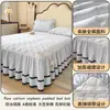 Faldón de cama acolchado a prueba de agua y orina de soja, 100% algodón, Clase A, cubrecama acolchado de encaje de una pieza, juego de tres piezas antideslizante, funda antipolvo