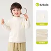Camiseta de Manga Larga para Niños Dudu, Top Infantil de Otoño, Camiseta Básica de Cuello Alto Medio para Niñas, Ropa Infantil Rayada para Bebé, Nuevo