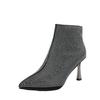 Moda Botines de Punta para Mujer Zapatos 2025 Nuevo Otoño Versátil Pedrería Stiletto Botines Cortos Botas Ajustadas Tacones Altos