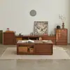 Novo Estilo Gabinete de TV de Madeira Maciça, Moderno e Simples, Adequado para Apartamentos Pequenos, Gabinete de TV para Casa, Gabinete Baixo com Porta de Vidro para Sala de Estar, Gabinete de Chão