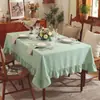 Mantel Nuevo Impermeable con Volantes en Color Sólido con Tacto de Lujo, Funda Rectangular para Mesa de Comedor para Uso en Casa, Mesa de Café