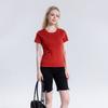 Camiseta Sencilla de Algodón Tipo Seda de Color Sólido, Manga Corta, Verano, Textura de Seda de Hielo, Hombro Normal, Corte Regular, Estilo Holgado, para Mujer
